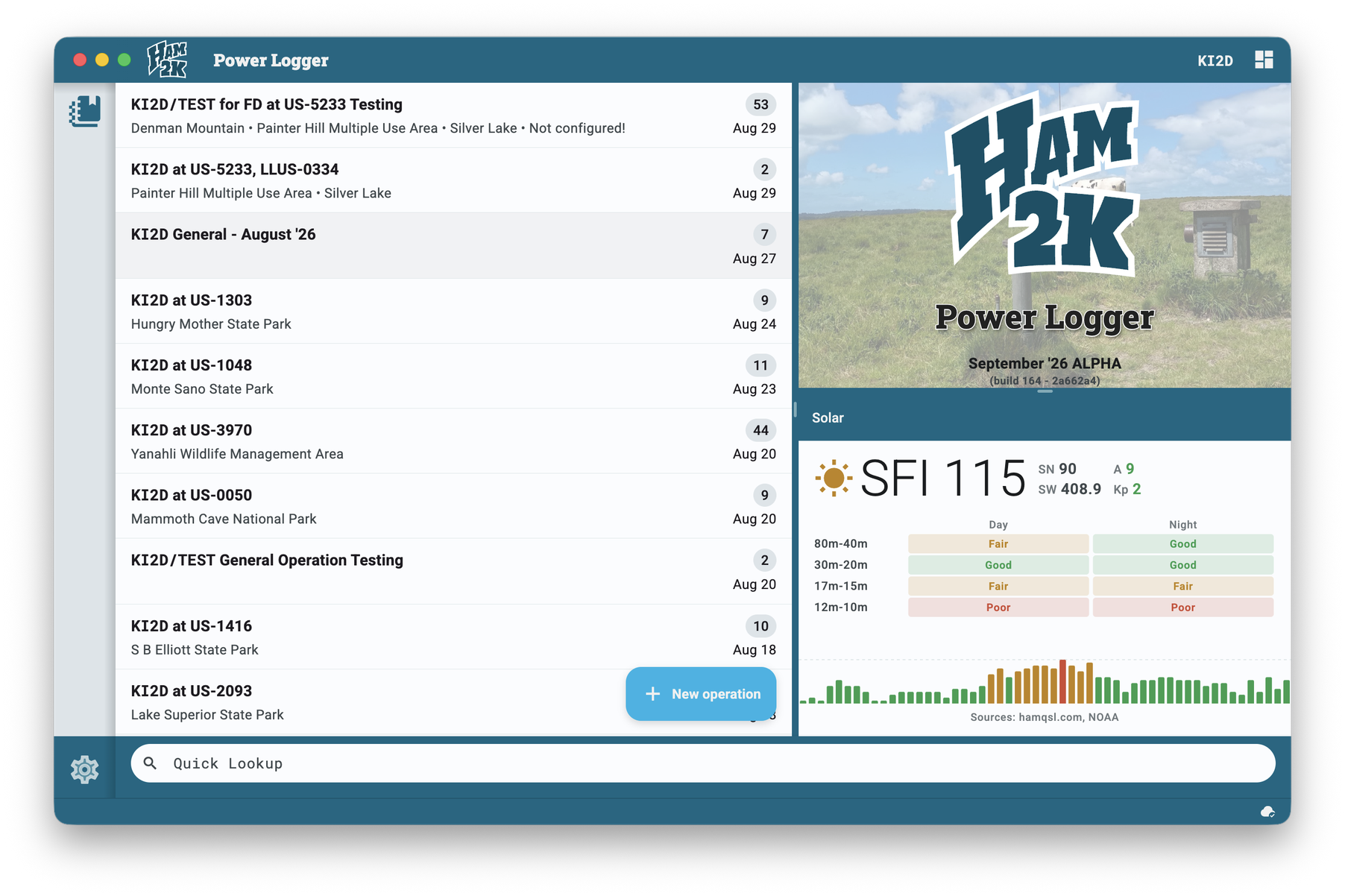 Ham2K Power Logger Screenshot